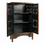 Cupboard Alexandra House Living Brown Wood Elm wood 40 x 160 x 95 cm Oriental 2 Shelves-2