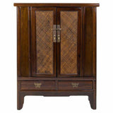 Cupboard Alexandra House Living Brown Rattan MDF Elm wood 40 x 130 x 100 cm-5