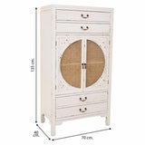 Cupboard Alexandra House Living White Rattan Fir wood MDF Wood 40 x 135 x 70 cm-6