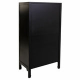 Cupboard Alexandra House Living Black Rattan Fir wood MDF Wood 40 x 135 x 70 cm-4