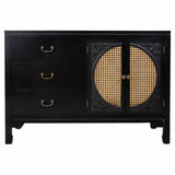 Sideboard Alexandra House Living Black Rattan Fir wood 36 x 73 x 106 cm-6