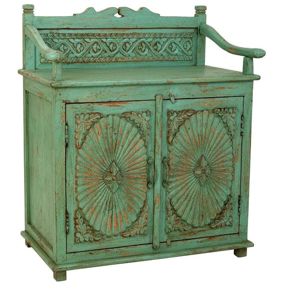 Sideboard Alexandra House Living Green Iron Mango wood 42 x 85 x 70 cm-0