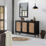 Sideboard Alexandra House Living Black Pine MDF Wood 38 x 91 x 152 cm-6