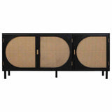 Sideboard Alexandra House Living Black Natural Rattan Paolownia wood 45 x 86 x 165 cm-0