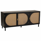 Sideboard Alexandra House Living Black Natural Rattan Paolownia wood 45 x 86 x 165 cm-5