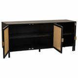 Sideboard Alexandra House Living Black Natural Rattan Paolownia wood 45 x 86 x 165 cm-4