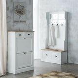 Hall Table with Drawers Alexandra House Living White Brown Zinc Alloy MDF Wood 39 x 184 x 92 cm-8