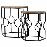 Set of 2 tables Alexandra House Living Brown Black Iron MDF Wood 39 x 57 x 39 cm-0