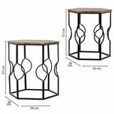 Set of 2 tables Alexandra House Living Brown Black Iron MDF Wood 39 x 57 x 39 cm-5