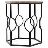 Set of 2 tables Alexandra House Living Brown Black Iron MDF Wood 39 x 57 x 39 cm-2