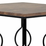 Set of 2 tables Alexandra House Living Brown Black Iron MDF Wood 39 x 57 x 39 cm-3