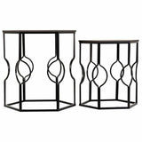 Set of 2 tables Alexandra House Living Black Iron MDF Wood 39 x 57 x 39 cm-6