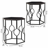 Set of 2 tables Alexandra House Living Black Iron MDF Wood 39 x 57 x 39 cm-5