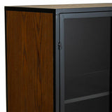 Cupboard Alexandra House Living Brown Glass Fir wood MDF Wood 35 x 155 x 64 cm-3