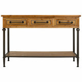 Hall Table with Drawers Alexandra House Living Brown Metal Fir wood MDF Wood 40 x 80 x 122 cm-5