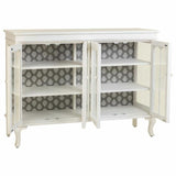 Sideboard Alexandra House Living White Glass Fir wood MDF Wood 40 x 101 x 142 cm-7