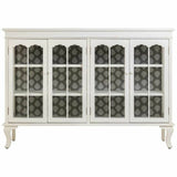 Sideboard Alexandra House Living White Glass Fir wood MDF Wood 40 x 101 x 142 cm-5