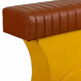 Stool Alexandra House Living Yellow PVC Leather Iron 50 x 75 x 95 cm Motorbike-1