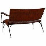 Bench Alexandra House Living Brown Leather Metal Iron 62 x 75 x 112 cm-4