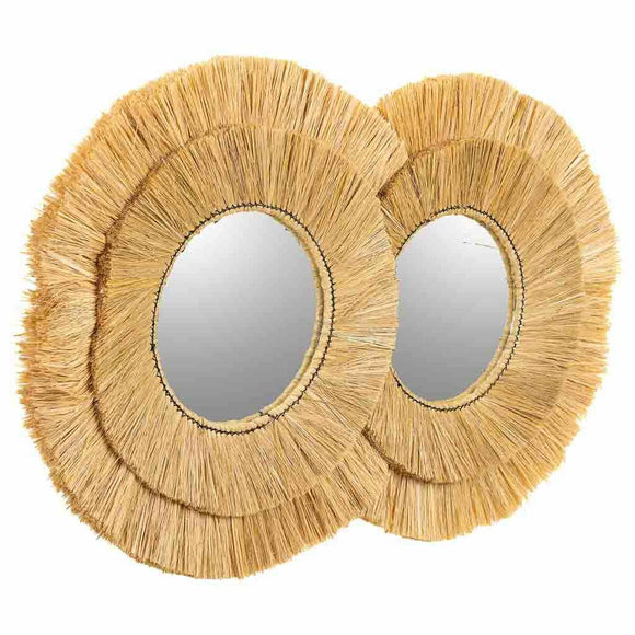 Wall mirror Alexandra House Living Brown Iron Natural Fibre 73 x 3 x 116 cm-0