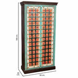 Cupboard Alexandra House Living Multicolour Brass Mango wood 40 x 90 x 180 cm-5