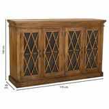 Sideboard Alexandra House Living Brown Wood Glass 40 x 100 x 170 cm 4 doors-5