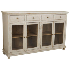 Sideboard Alexandra House Living White Wood Glass 40 x 100 x 160 cm-0