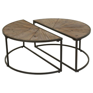 Set of 2 tables Alexandra House Living Brown Iron Fir wood 45 x 40 x 91 cm-0