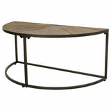 Set of 2 tables Alexandra House Living Brown Iron Fir wood 45 x 40 x 91 cm-3