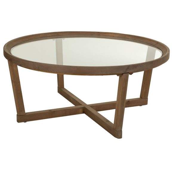 Centre Table Alexandra House Living Brown Iron Fir wood Tempered glass 100 x 43 x 100 cm-0