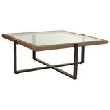 Centre Table Alexandra House Living Brown Iron Fir wood Tempered glass 99 x 40 x 99 cm-0