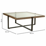 Centre Table Alexandra House Living Brown Iron Fir wood Tempered glass 99 x 40 x 99 cm-5