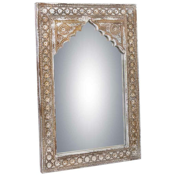 Wall mirror Alexandra House Living White Grey Mango wood 4 x 90 x 60 cm-0