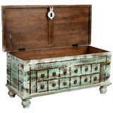 Chest Alexandra House Living White Green Mango wood 42 x 45 x 98 cm Aged finish-5