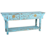 Hall Table with Drawers Alexandra House Living Blue Mango wood 45 x 80 x 181 cm-7