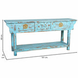 Hall Table with Drawers Alexandra House Living Blue Mango wood 45 x 80 x 181 cm-6