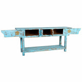 Hall Table with Drawers Alexandra House Living Blue Mango wood 45 x 80 x 181 cm-4