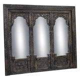 Wall mirror Alexandra House Living Black Mango wood 12 x 150 x 183 cm-0