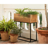 Planter with stand Alexandra House Living Brown Black Metal Recycled Wood 21 x 60 x 55 cm-2