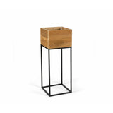 Planter with stand Alexandra House Living Brown Black Metal Recycled Wood 28 x 28 x 75 cm-0