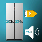 Refrigerator Cecotec Bolero CoolMarket SBS 436 SBI Steel American-style door (panelled door)-1