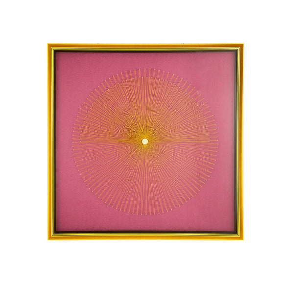 Painting Romimex Golden Light mauve Wood Metal Cloth Abstract 80 x 80 x 5 cm-0