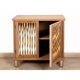 Sideboard Romimex Golden Natural Wood Metal Mirror 86 x 80 x 40 cm-1