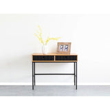 Console Romimex Black Natural Metal MDF Wood 107 x 47 x 28 cm-1