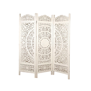 Folding screen Romimex White Wood 152 x 182 x 3 cm-0