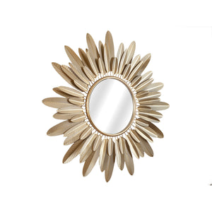 Wall mirror Romimex Golden Metal Feathers 90 x 80 x 4 cm Circular-0