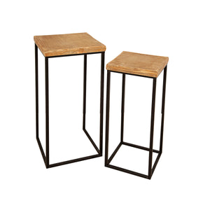 Tables set Romimex Black black Wood Metal 2 Pieces-0