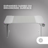 Desk Gaming Mars Gaming ERGO White 140 x 60 cm-4