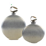 Bottle Romimex Beige Silver Glass Aluminium 30 x 40 x 7 cm With lid-1