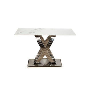 Table Romimex White Silver Stainless steel Synthetic marble 180 x 75 x 90 cm-0